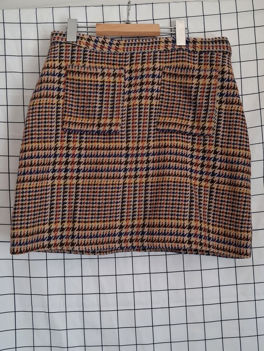 ModCloth Plaid Mini Skirt in Camel, Navy & Burgundy